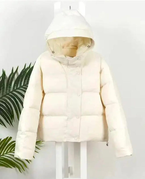 Winter Solid Color Hooded Puffer Jackets